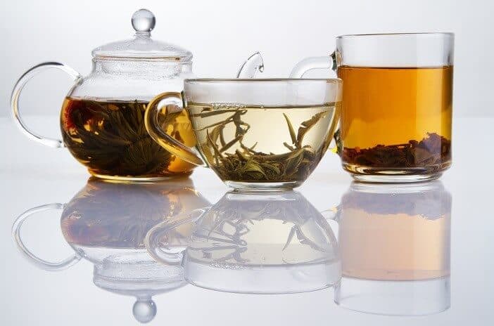 3 different varieties of tea in cups