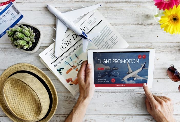 Air Ticket Flight Booking on a Tab Online