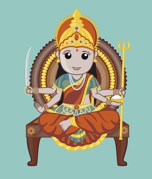 Illustration of Goddess Santoshi