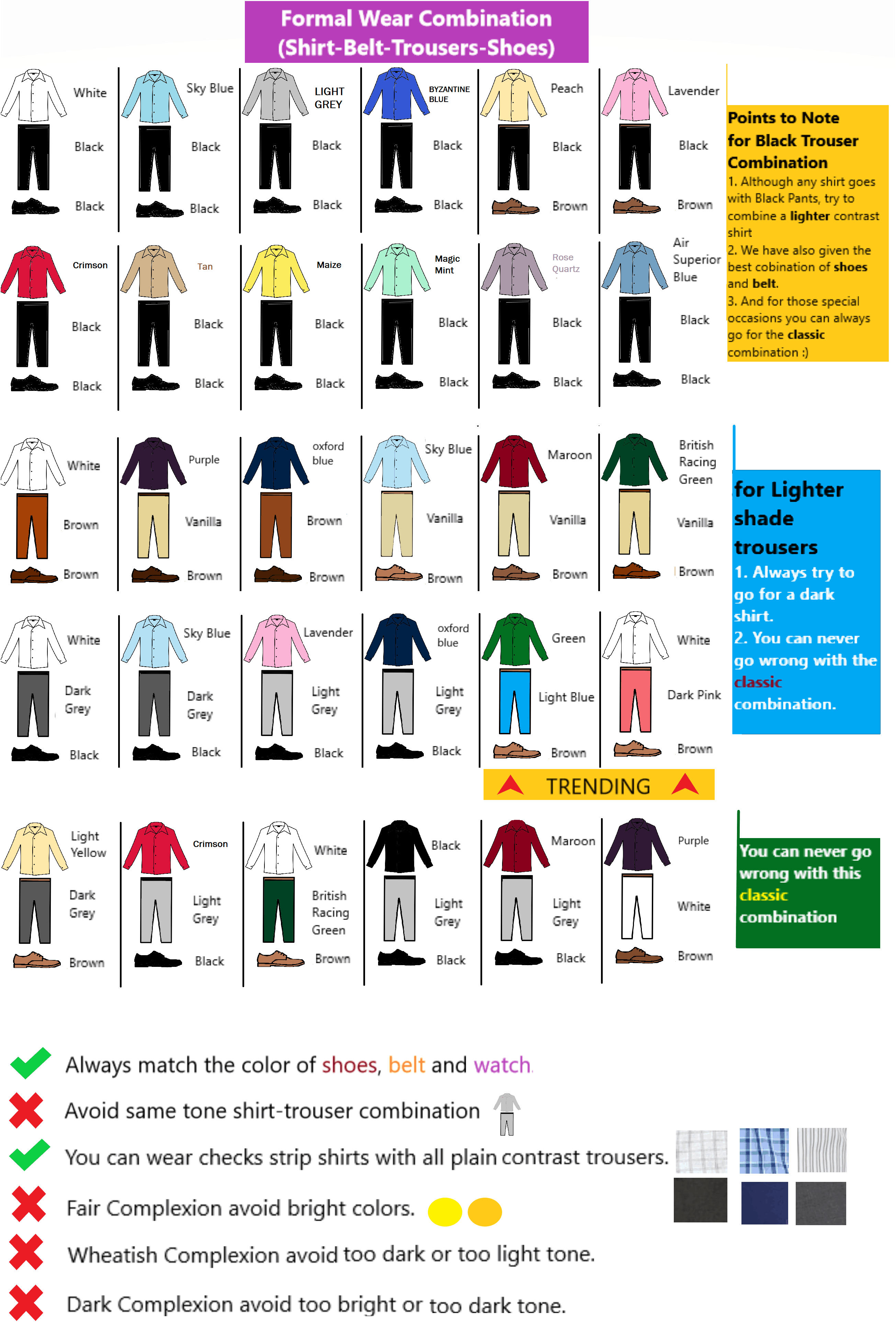 Shirt And Pants Color Combinations Chart